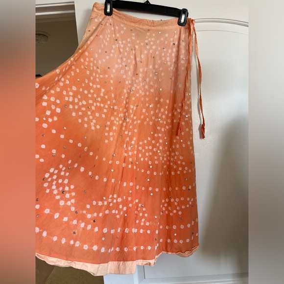 Xoxo Orange Sparkle Boho Chic Drawstring Skirt. Small - Picture 1 of 4